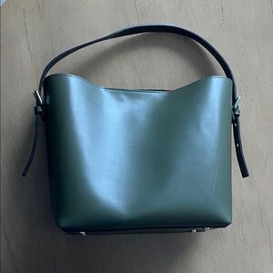 Elegant dark olive  Leather Tote Bag - Italian leather
